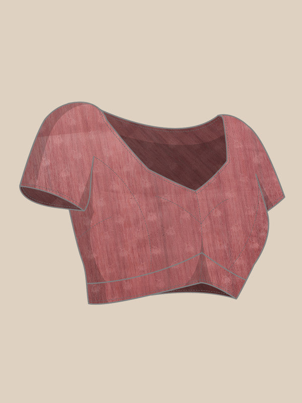 Rust Cotton Blend Printed Madhubani Saree with Unstitched Blouse - Hiral Fashion