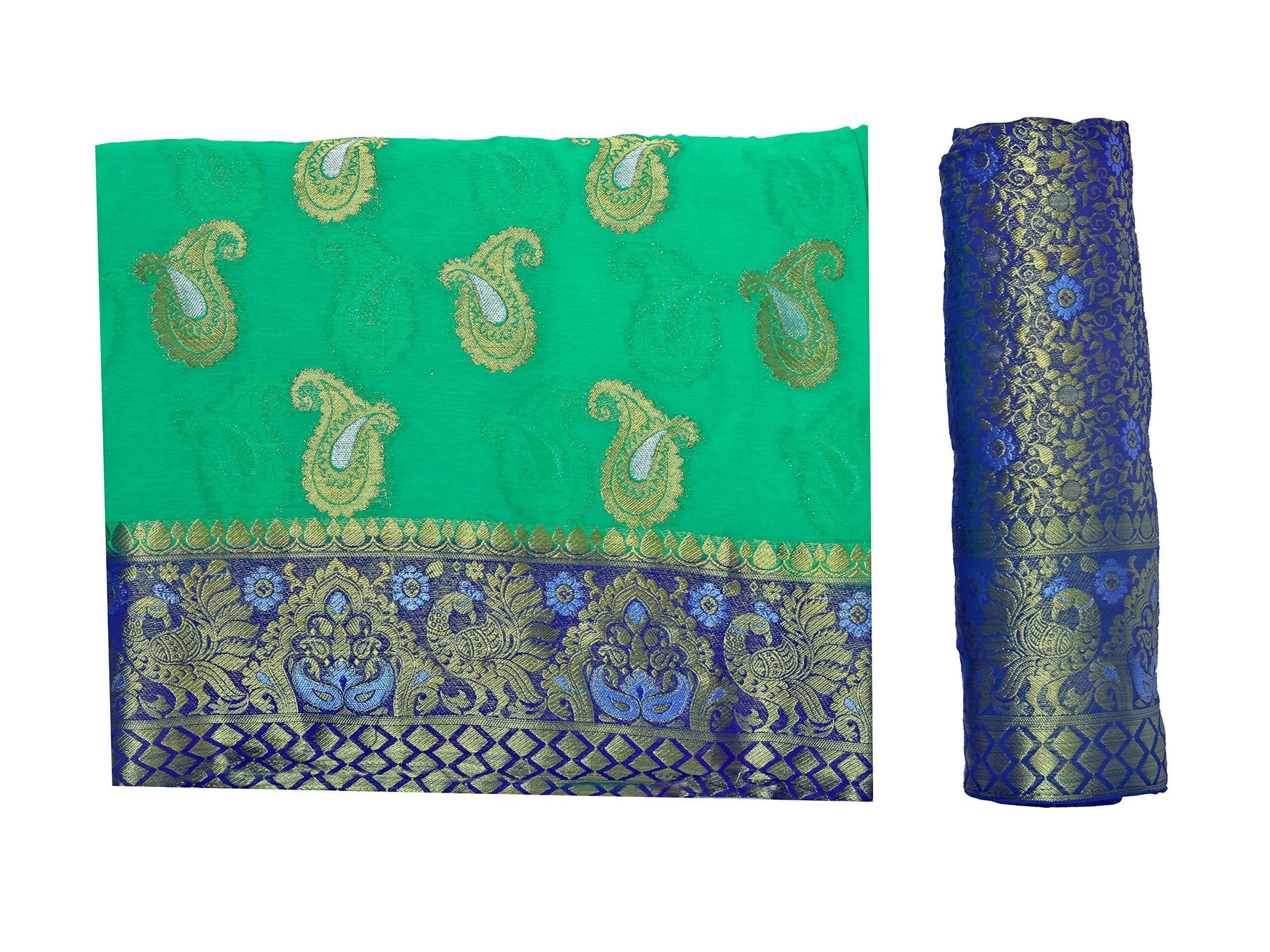 Mimosa Women's Green Banarasi Chiffon Saree