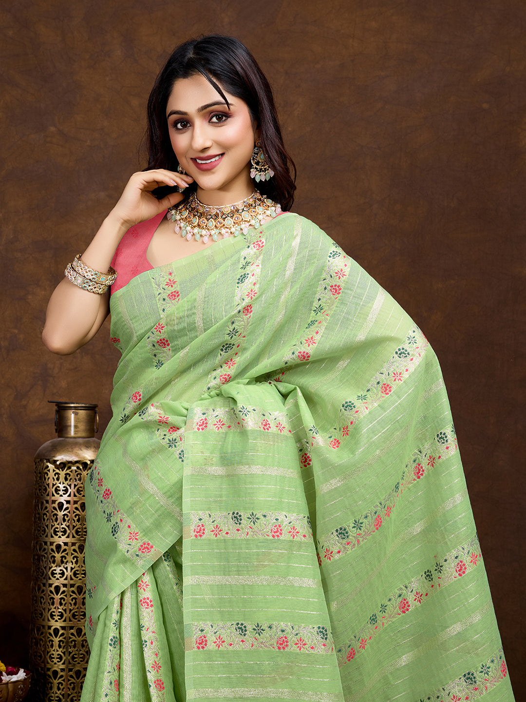 Vedant Vastram Jacquard Work Fancy Bollywood Saree - Pista