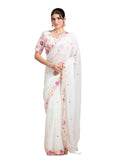 Vamika Embroidery Cream Georgette Bollywood Saree