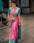 DEIANA'S Beautiful Designer Golden zari Soft Lichi Silk Saree - Red