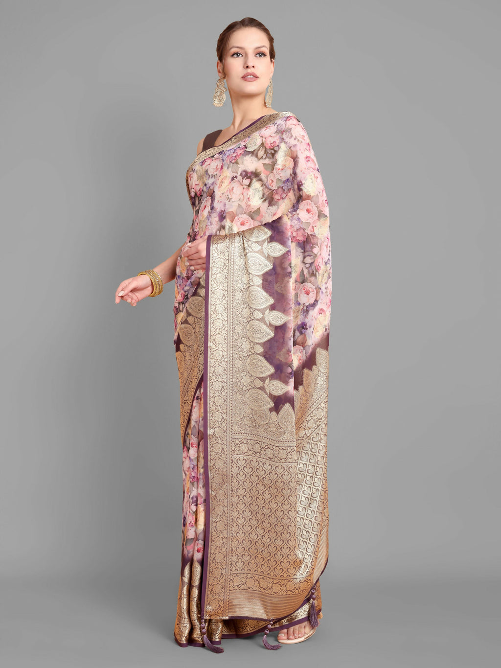 Vamsee Bindu Purple Georgette Saree