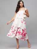 Myshka Multicolor Viscose Printed Shoulder Straps Sleeveless Top Dress