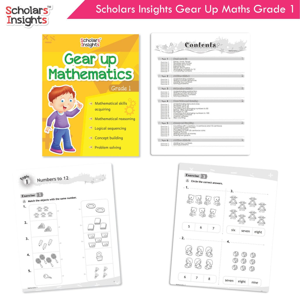 Scholars Insight Combo Set of Mathematics Workbooks For Grade 1| Set of 3| Problem Solving Book for Kids