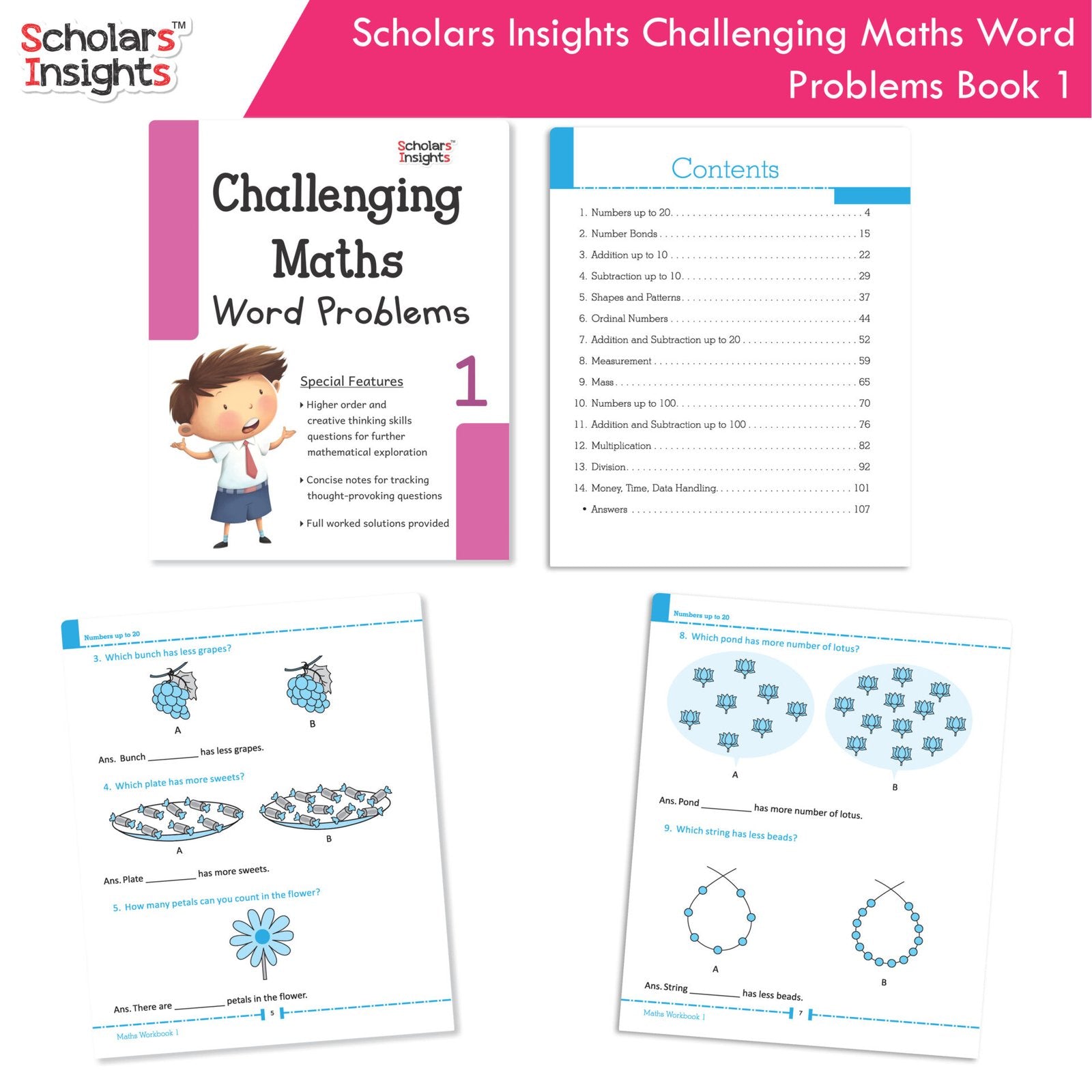 Scholars Insight Combo Set of Mathematics Workbooks For Grade 1| Set of 3| Problem Solving Book for Kids