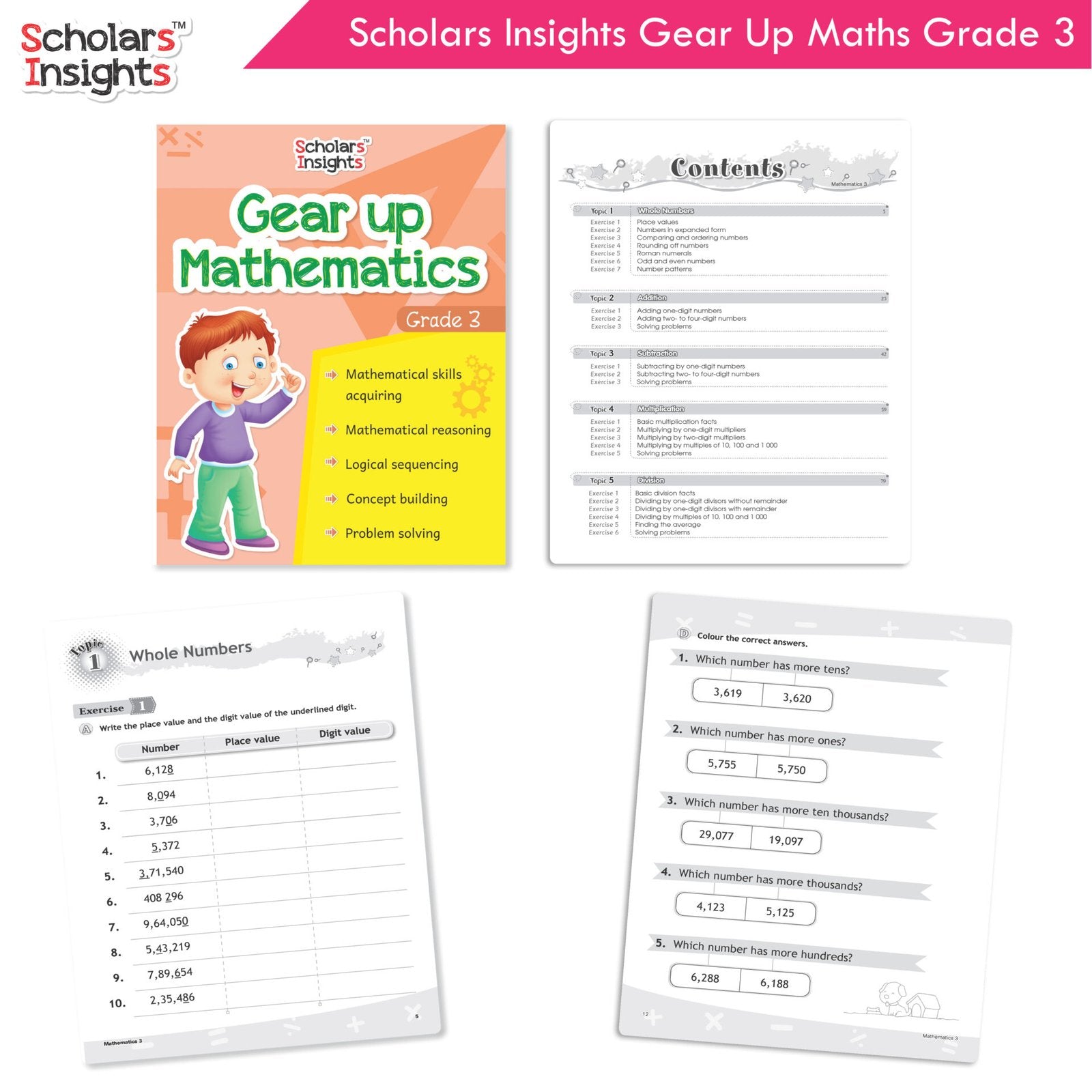 Scholars Insight Combo Set of Mathematics Workbooks For Grade 3| Set of 3| Problem Solving Book for Kids