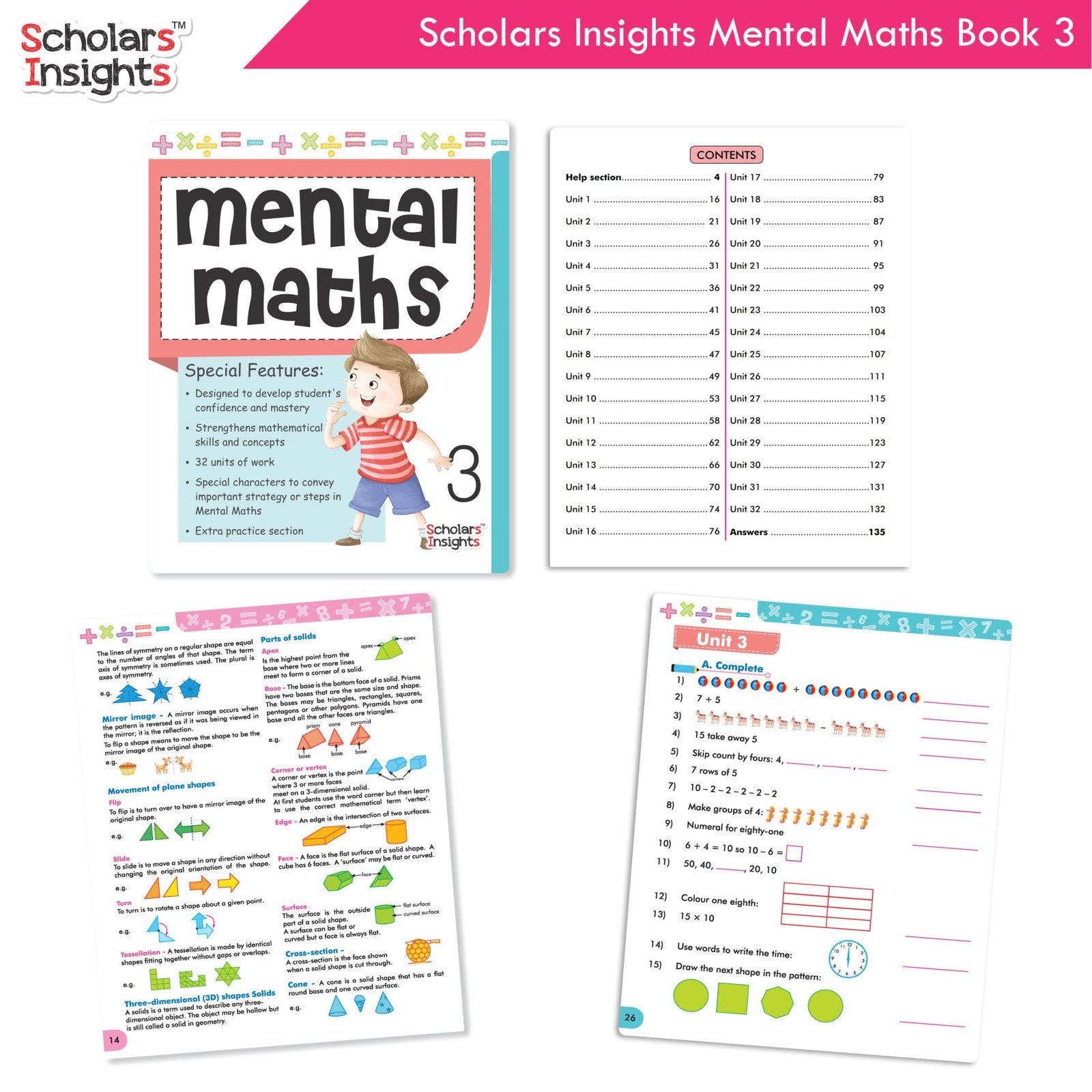 Scholars Insight Combo Set of Mathematics Workbooks For Grade 3| Set of 3| Problem Solving Book for Kids
