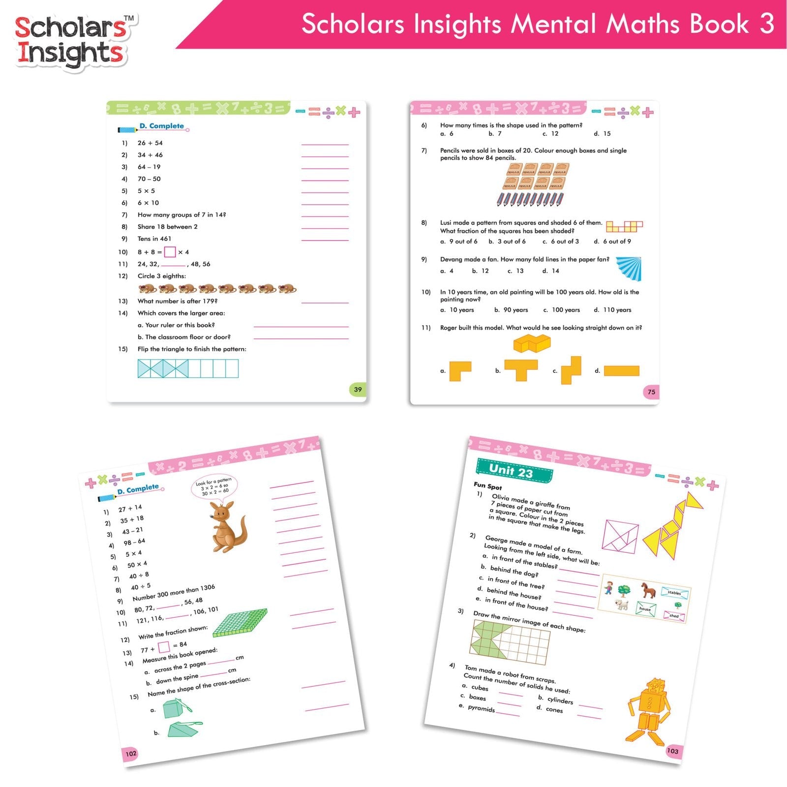 Scholars Insight Combo Set of Mathematics Workbooks For Grade 3| Set of 3| Problem Solving Book for Kids