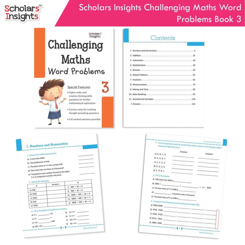 Scholars Insight Combo Set of Mathematics Workbooks For Grade 3| Set of 3| Problem Solving Book for Kids