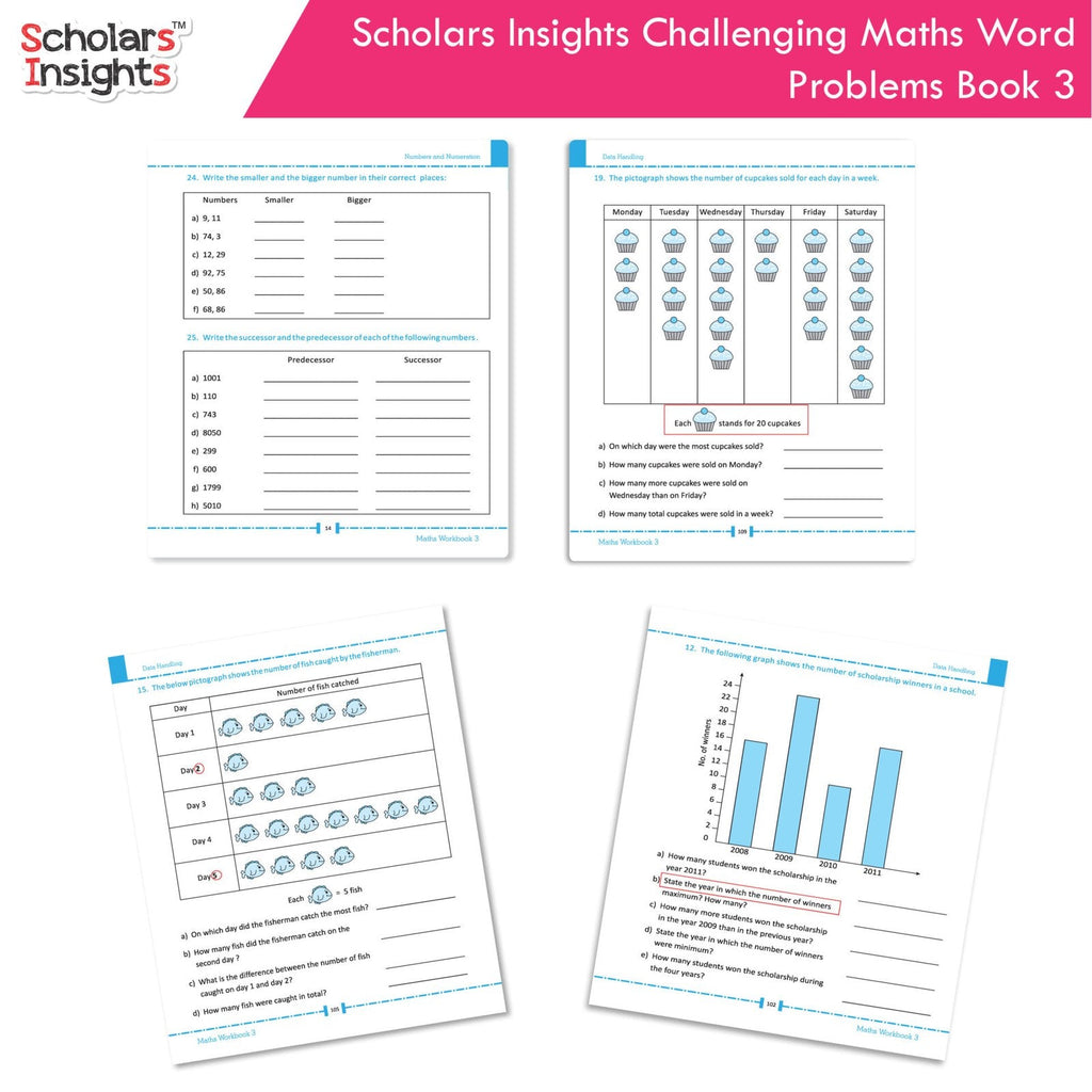 Scholars Insight Combo Set of Mathematics Workbooks For Grade 3| Set of 3| Problem Solving Book for Kids