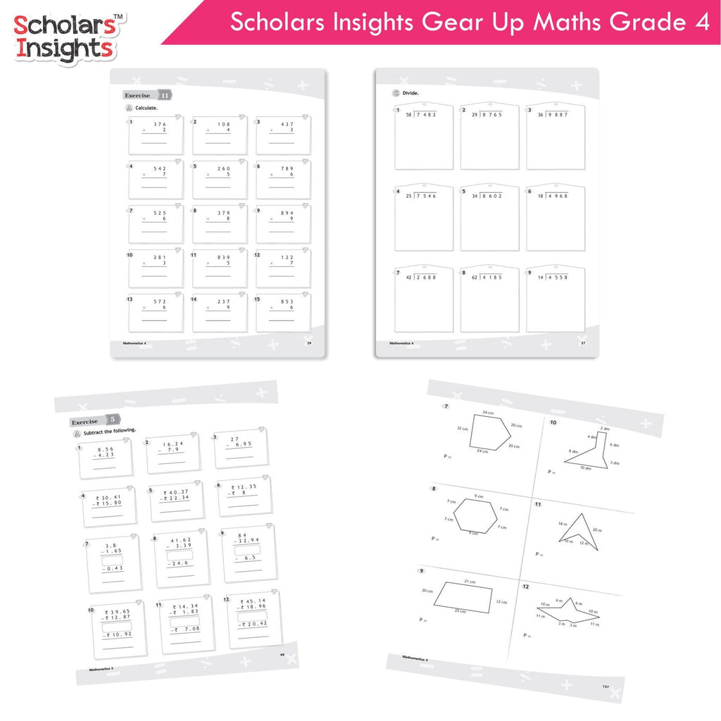Scholars Insight Combo Set of Mathematics Workbooks For Grade 4| Set of 3| Problem Solving Book for Kids