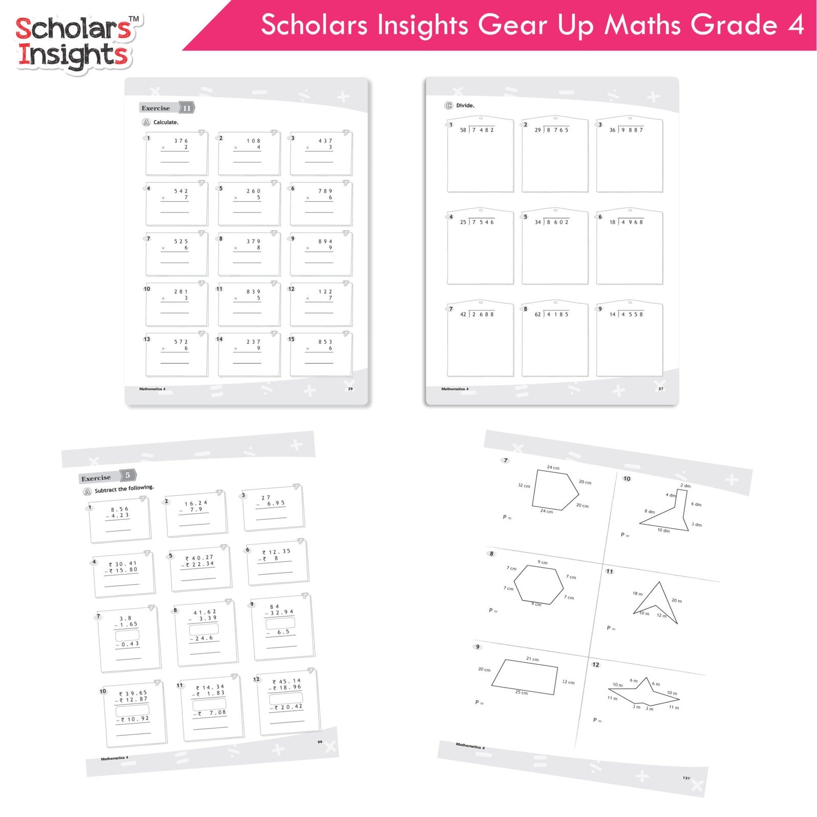 Scholars Insight Combo Set of Mathematics Workbooks For Grade 4| Set of 3| Problem Solving Book for Kids