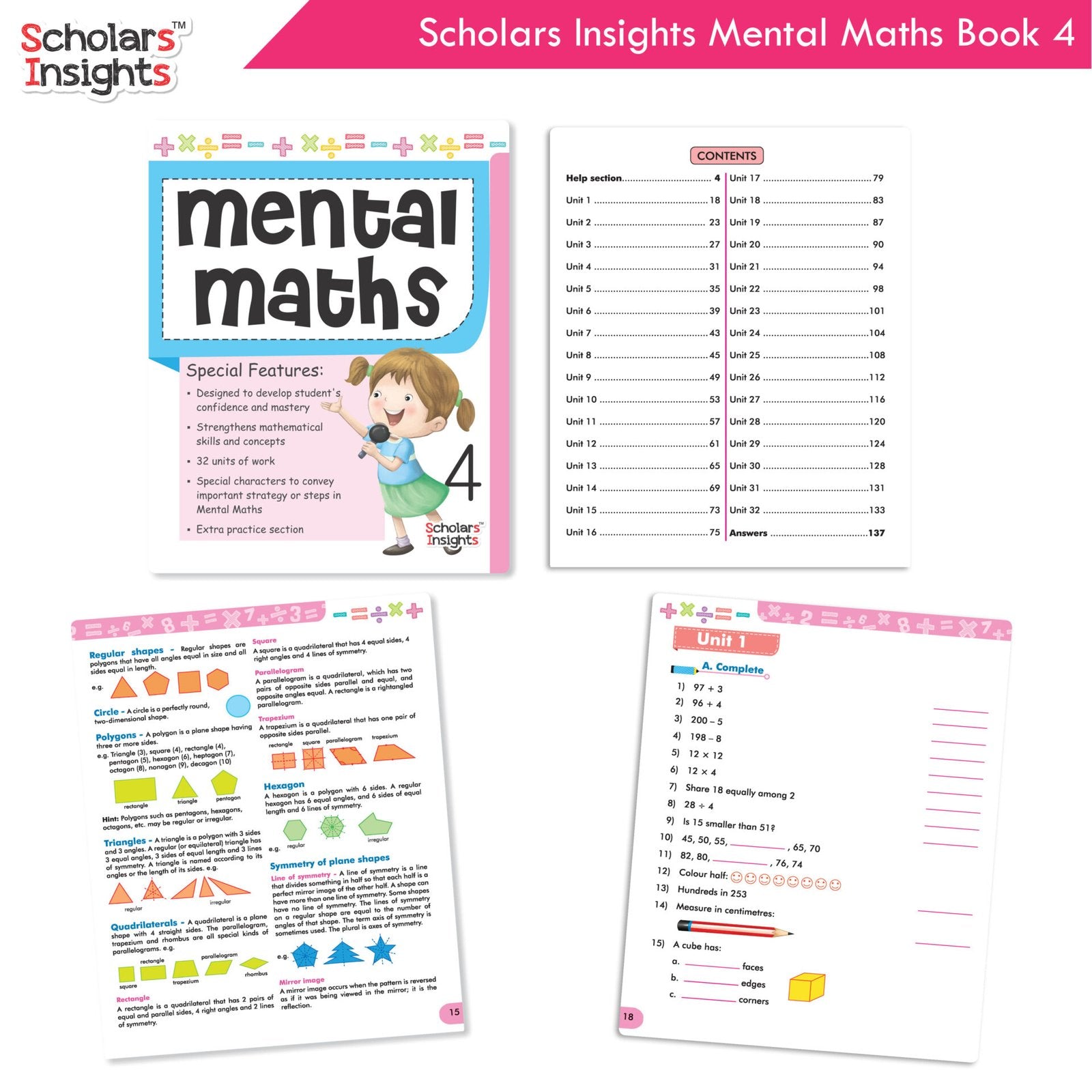 Scholars Insight Combo Set of Mathematics Workbooks For Grade 4| Set of 3| Problem Solving Book for Kids
