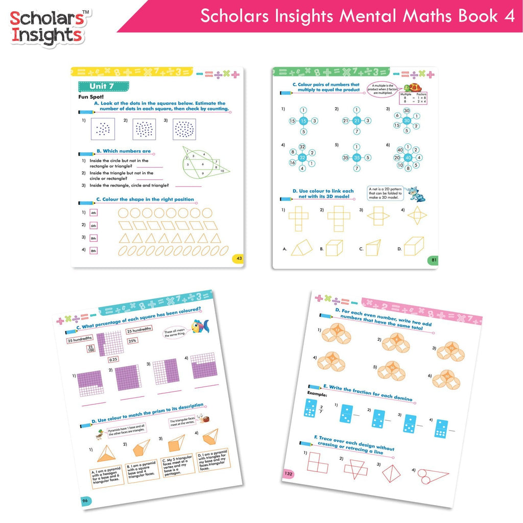 Scholars Insight Combo Set of Mathematics Workbooks For Grade 4| Set of 3| Problem Solving Book for Kids