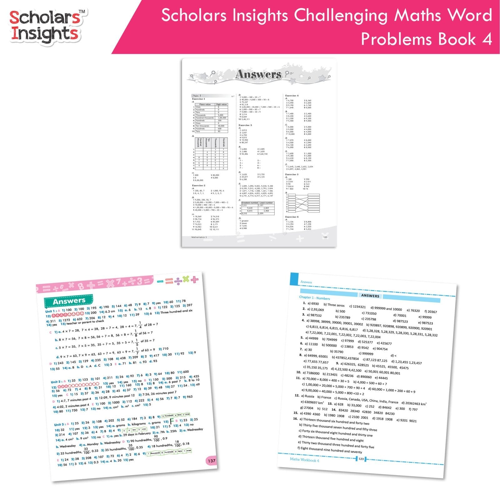 Scholars Insight Combo Set of Mathematics Workbooks For Grade 4| Set of 3| Problem Solving Book for Kids