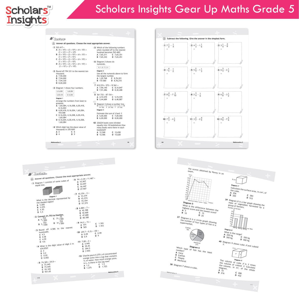 Scholars Insight Combo Set of Mathematics Workbooks For Grade 5| Set of 3| Problem Solving Book for Kids