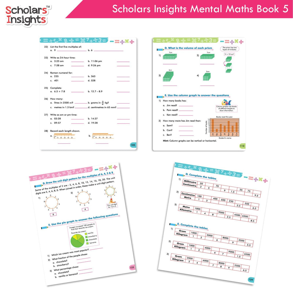 Scholars Insight Combo Set of Mathematics Workbooks For Grade 5| Set of 3| Problem Solving Book for Kids