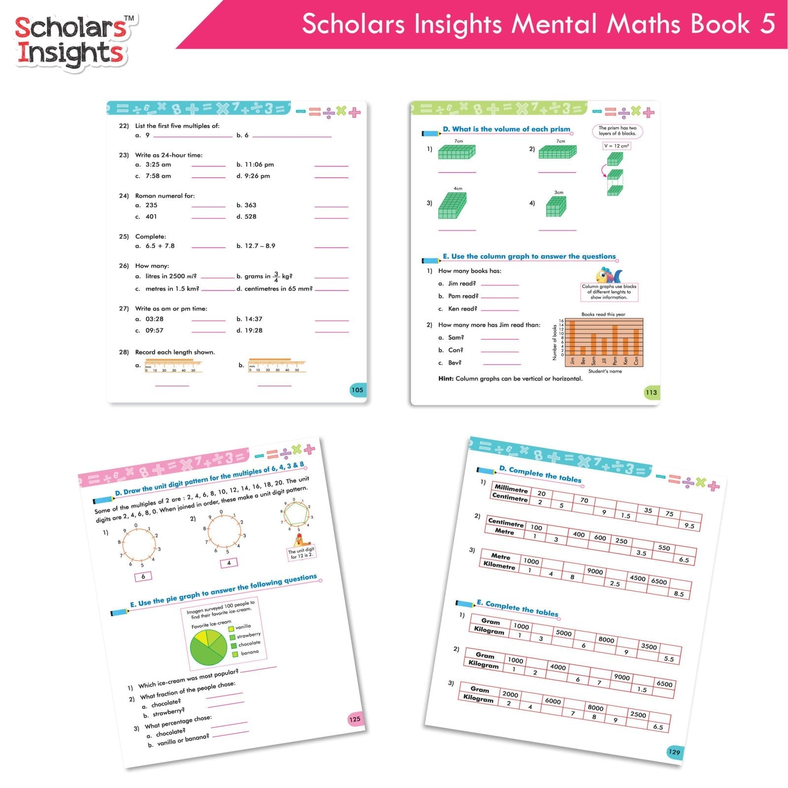 Scholars Insight Combo Set of Mathematics Workbooks For Grade 5| Set of 3| Problem Solving Book for Kids