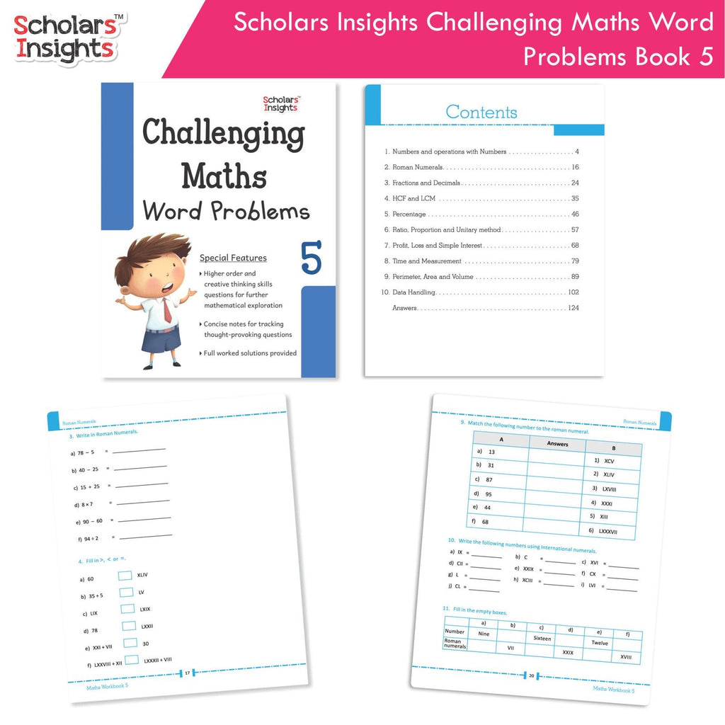 Scholars Insight Combo Set of Mathematics Workbooks For Grade 5| Set of 3| Problem Solving Book for Kids