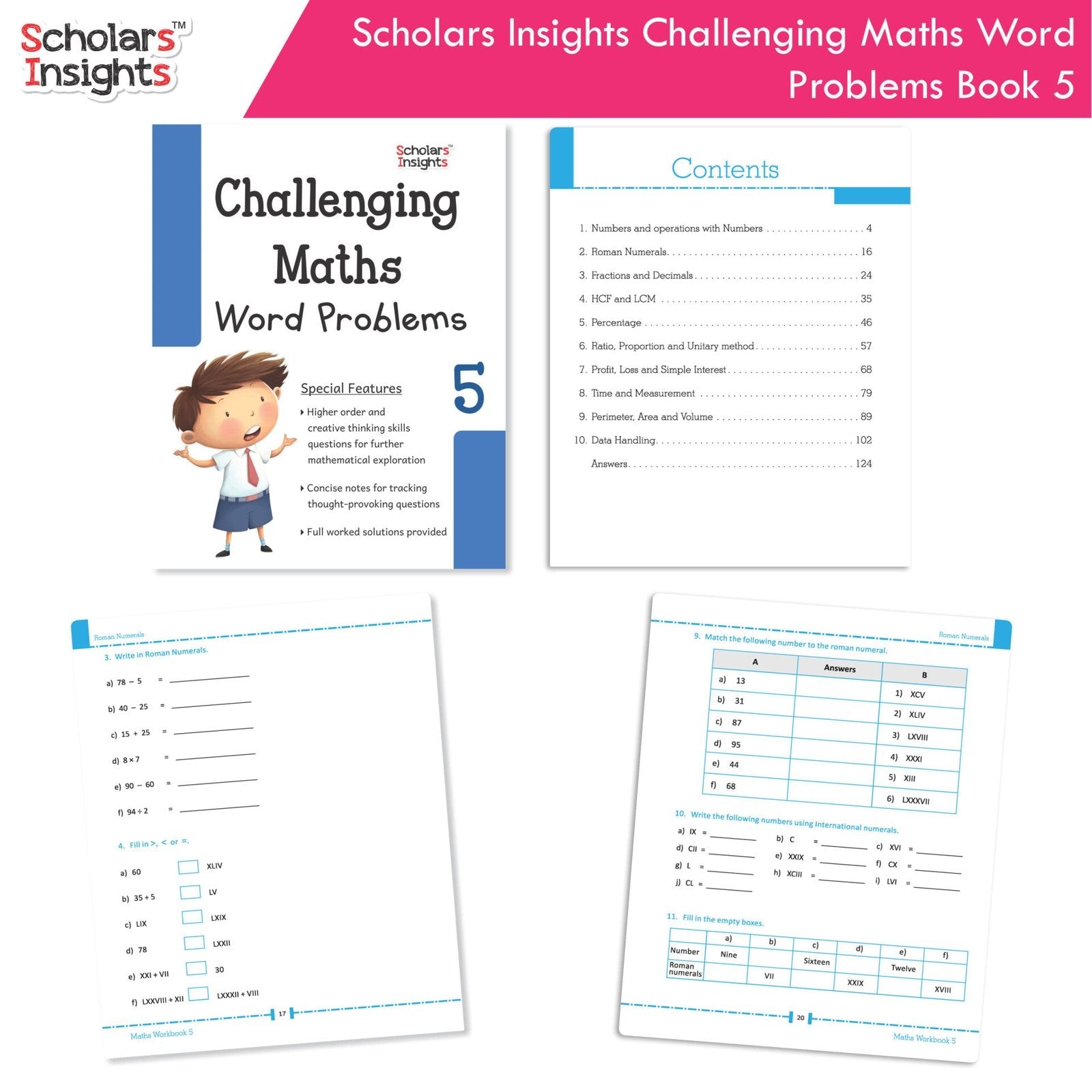 Scholars Insight Combo Set of Mathematics Workbooks For Grade 5| Set of 3| Problem Solving Book for Kids