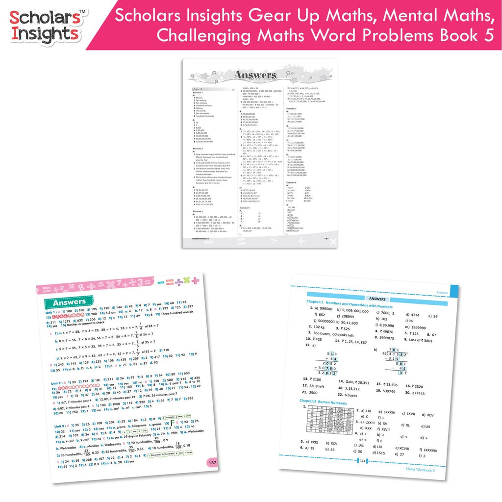 Scholars Insight Combo Set of Mathematics Workbooks For Grade 5| Set of 3| Problem Solving Book for Kids