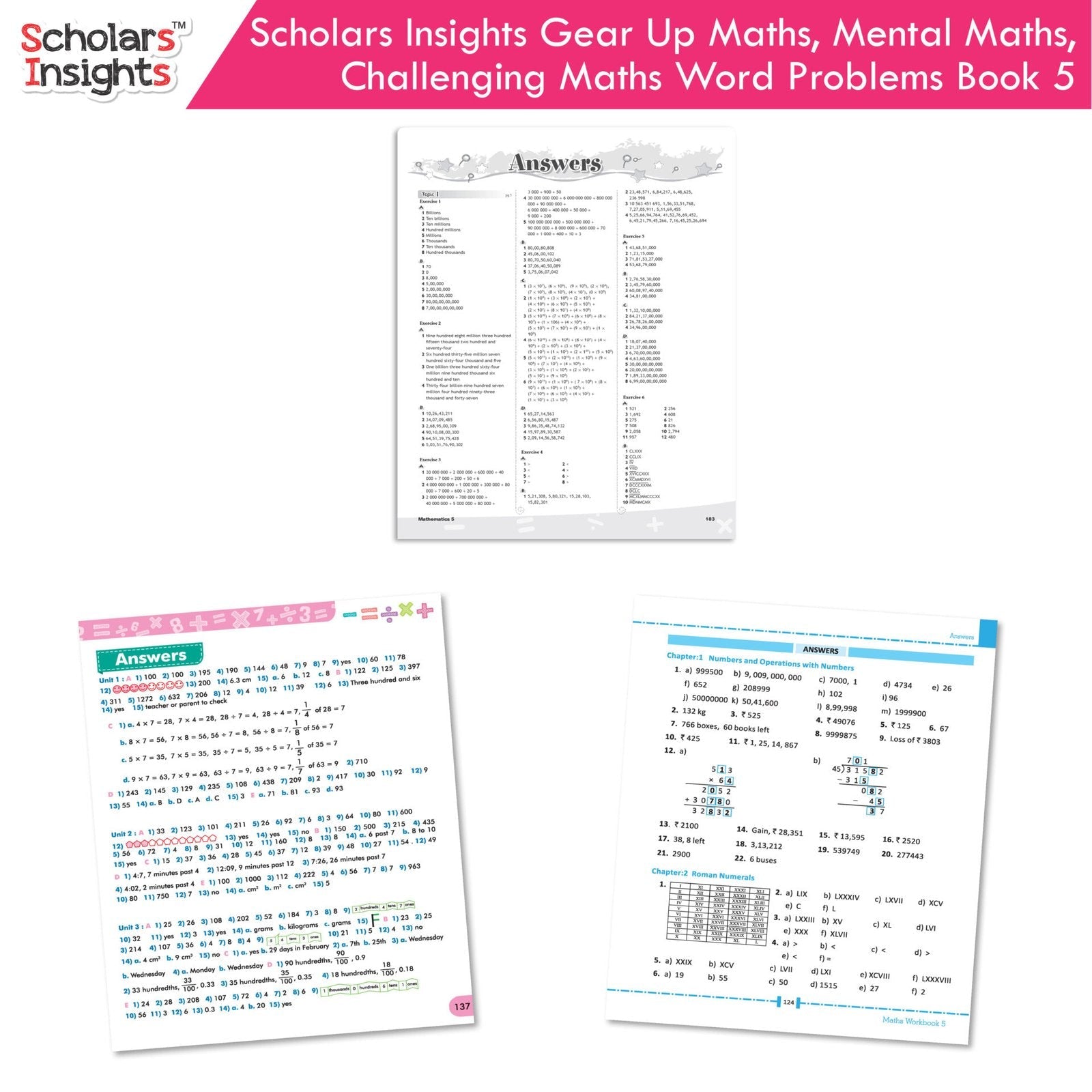 Scholars Insight Combo Set of Mathematics Workbooks For Grade 5| Set of 3| Problem Solving Book for Kids