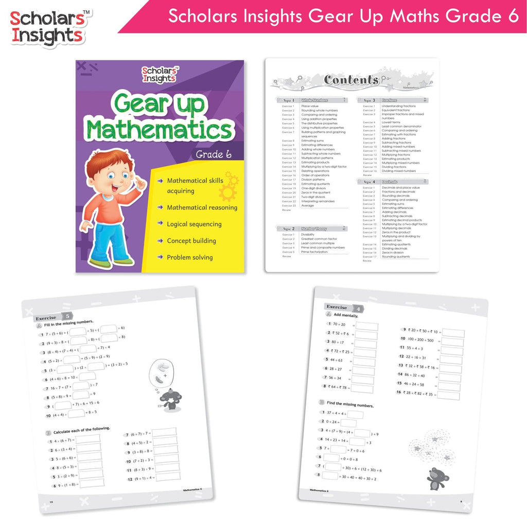 Scholars Insight Combo Set of Mathematics Workbooks For Grade 6| Set of 3| Problem Solving Book for Kids
