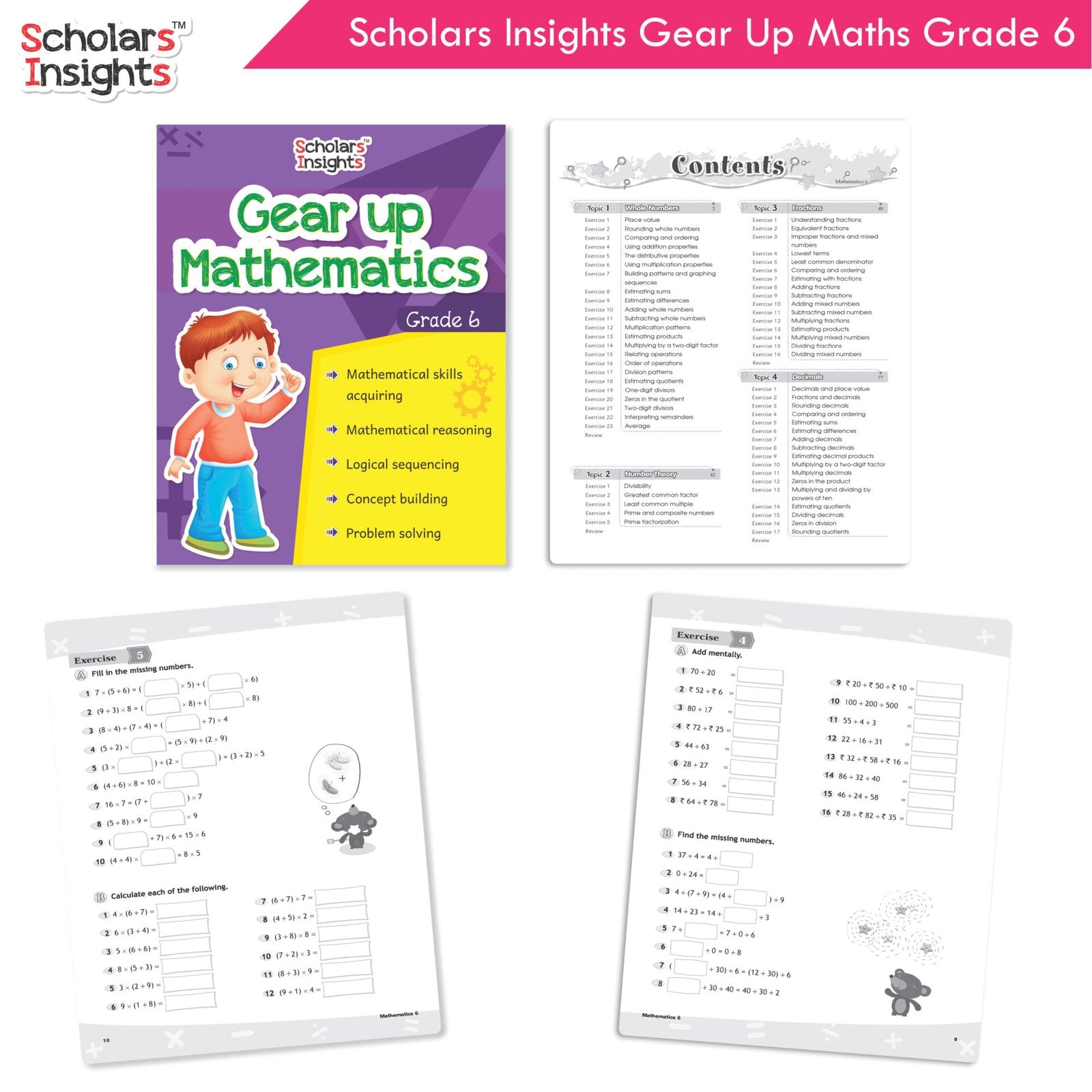 Scholars Insight Combo Set of Mathematics Workbooks For Grade 6| Set of 3| Problem Solving Book for Kids