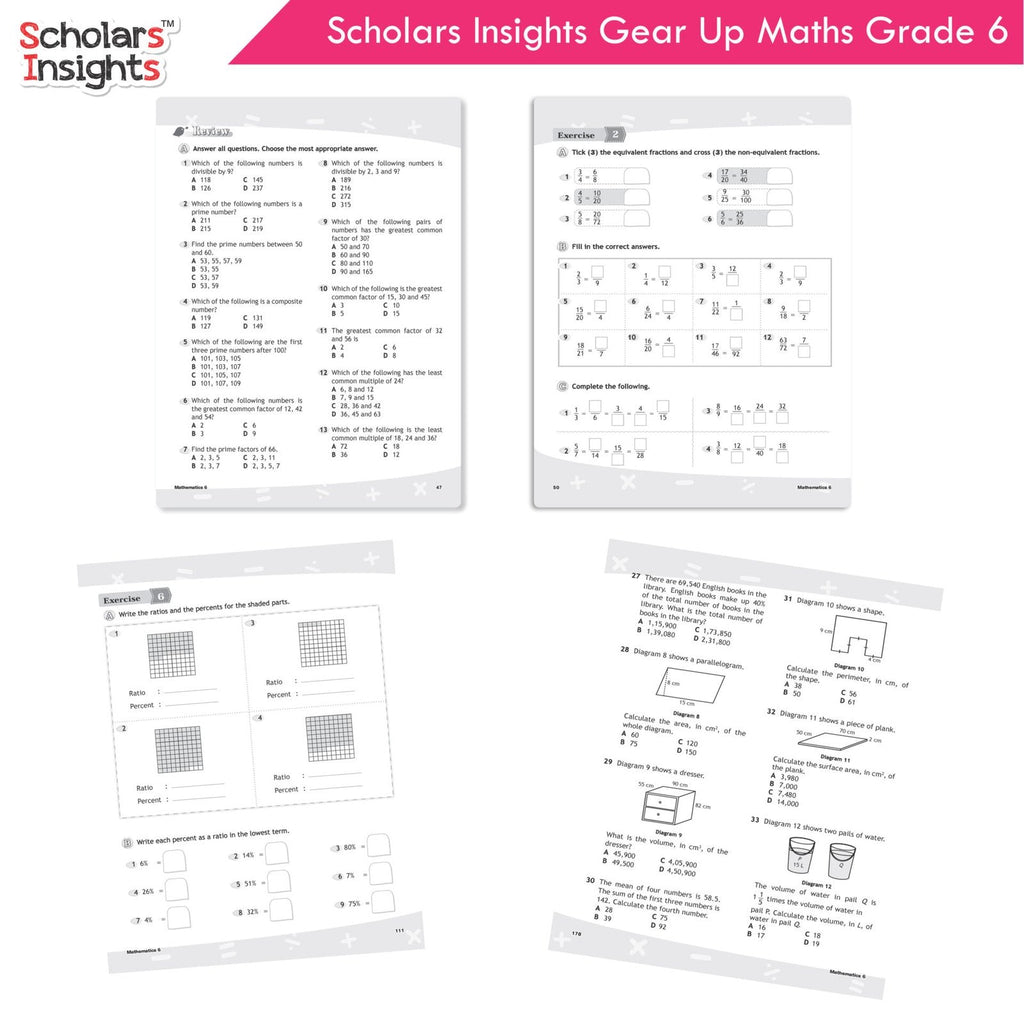 Scholars Insight Combo Set of Mathematics Workbooks For Grade 6| Set of 3| Problem Solving Book for Kids
