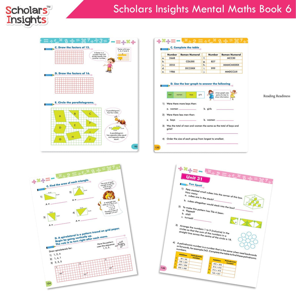 Scholars Insight Combo Set of Mathematics Workbooks For Grade 6| Set of 3| Problem Solving Book for Kids