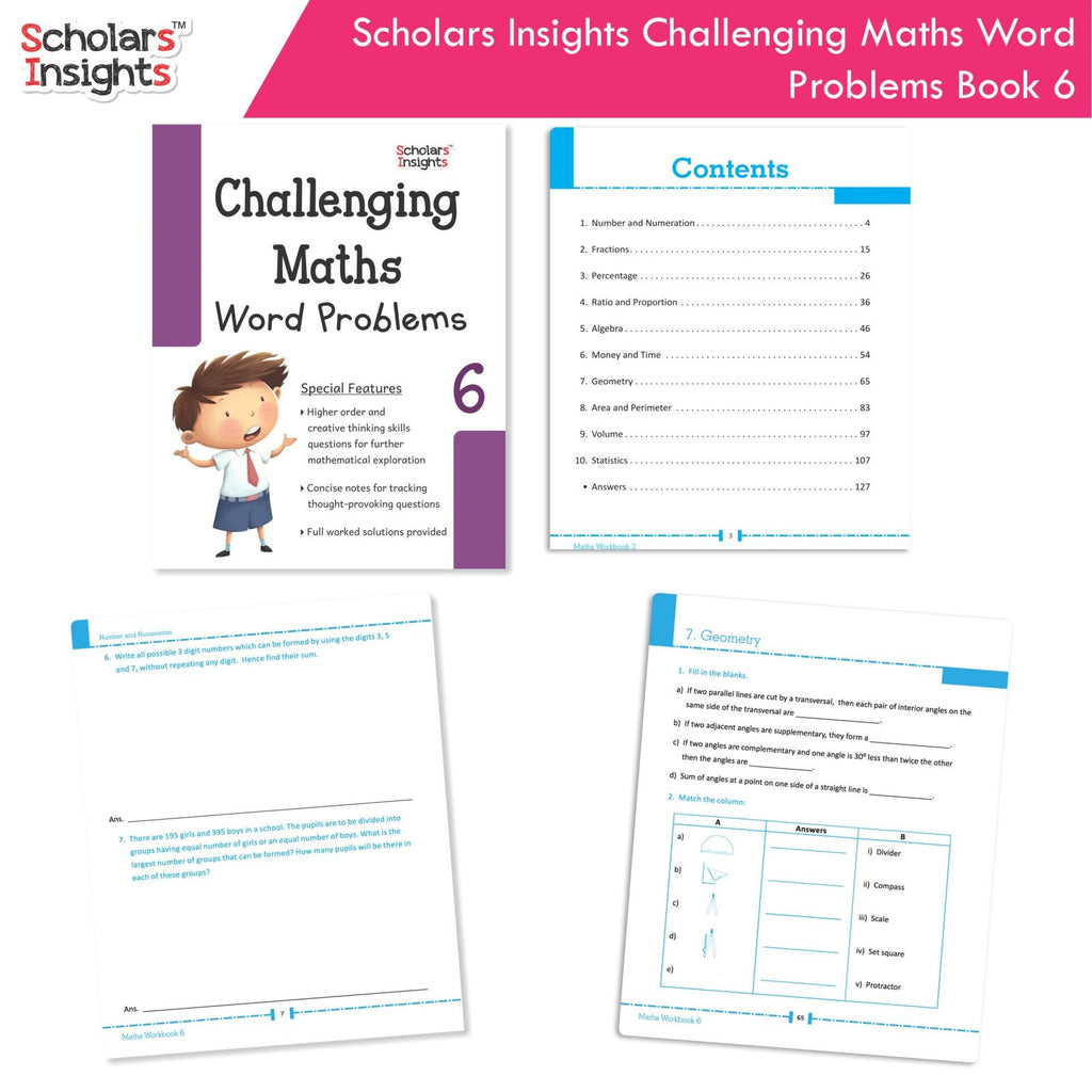 Scholars Insight Combo Set of Mathematics Workbooks For Grade 6| Set of 3| Problem Solving Book for Kids