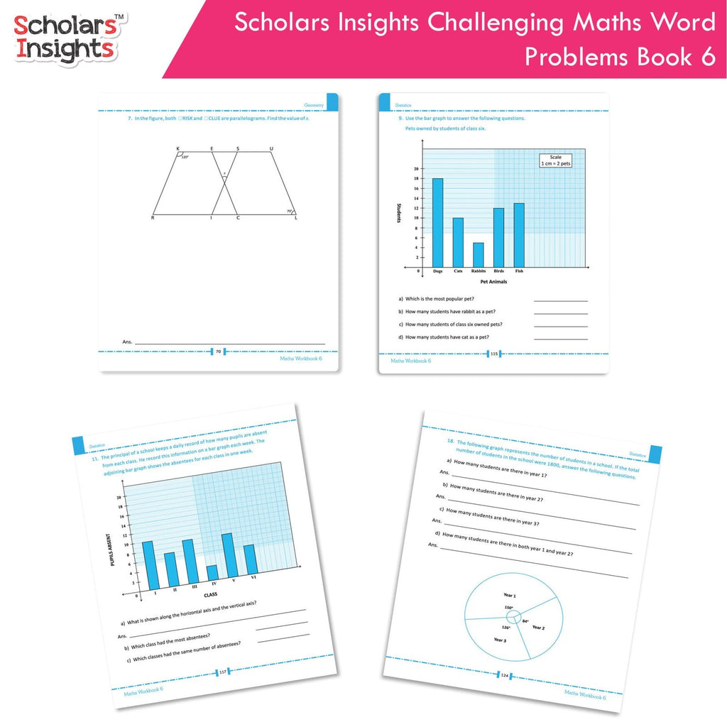Scholars Insight Combo Set of Mathematics Workbooks For Grade 6| Set of 3| Problem Solving Book for Kids