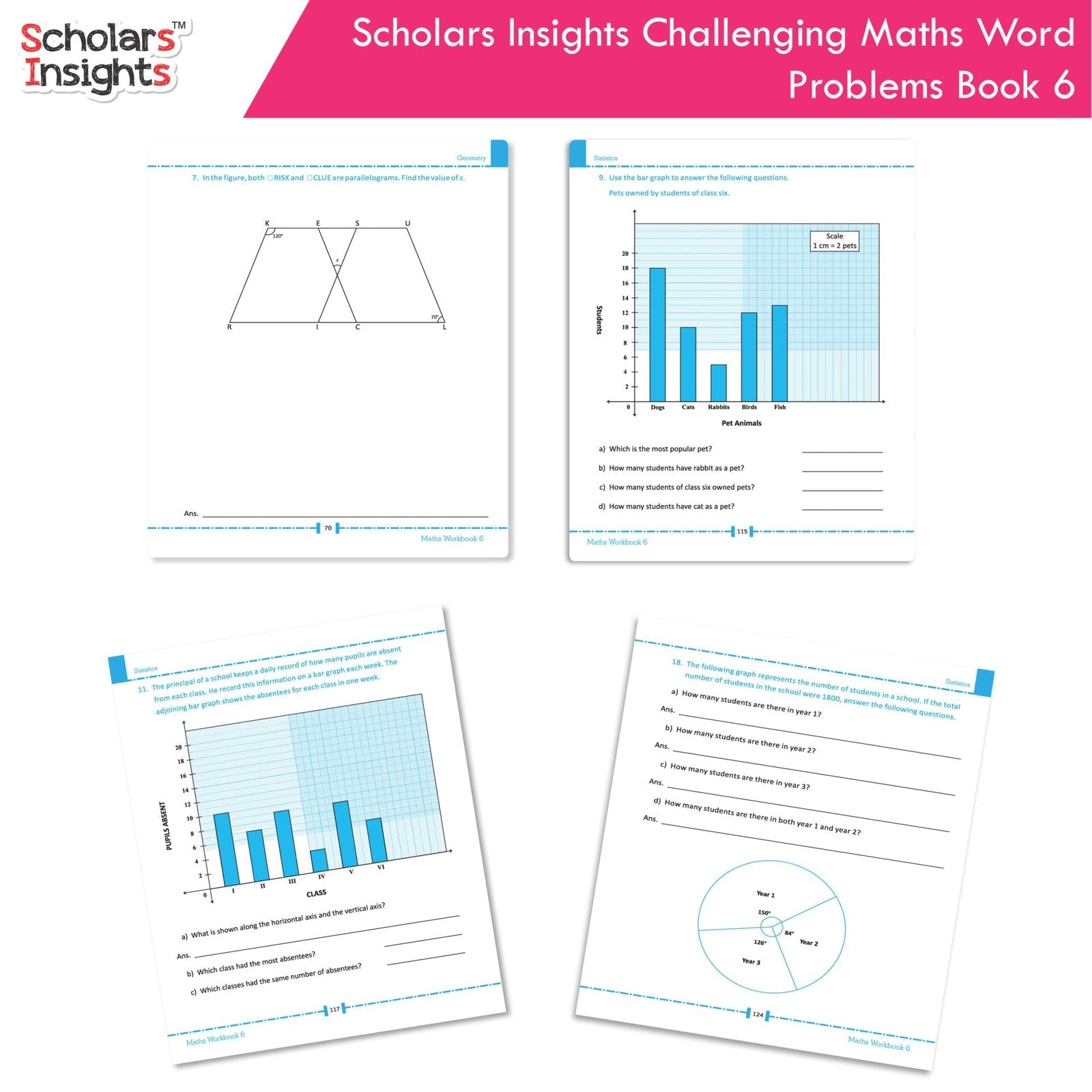 Scholars Insight Combo Set of Mathematics Workbooks For Grade 6| Set of 3| Problem Solving Book for Kids
