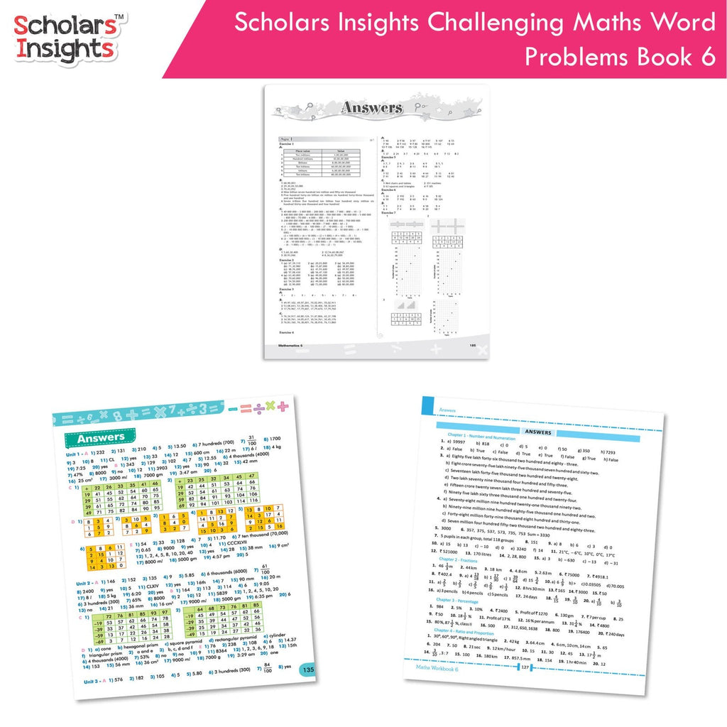 Scholars Insight Combo Set of Mathematics Workbooks For Grade 6| Set of 3| Problem Solving Book for Kids