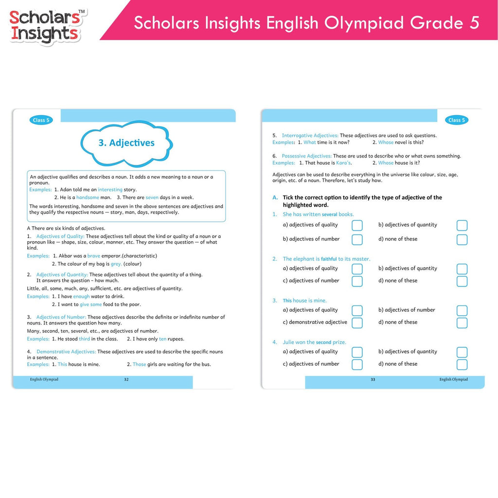 Scholars Insights Olympiad English, Maths and Science Workbooks Grade 5| Set of 3| Ages 10 - 12 Year