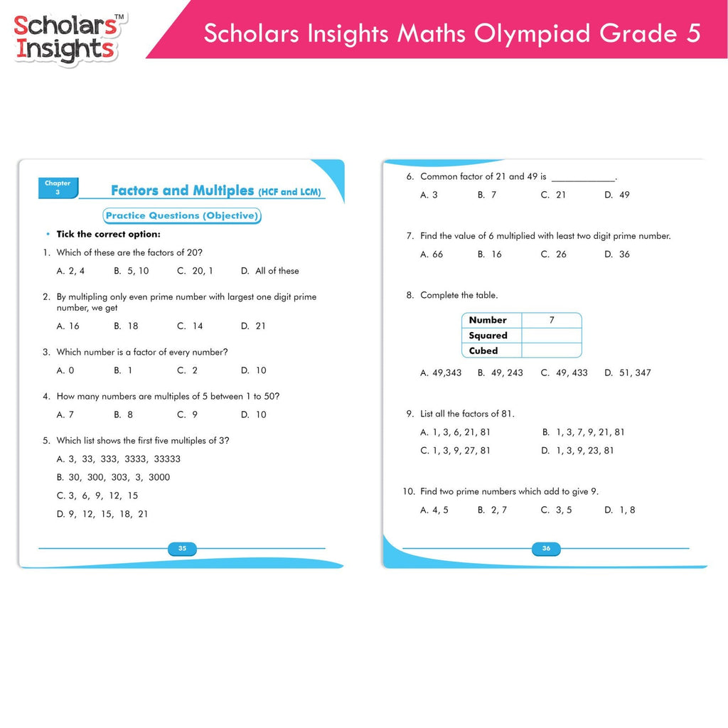 Scholars Insights Olympiad English, Maths and Science Workbooks Grade 5| Set of 3| Ages 10 - 12 Year