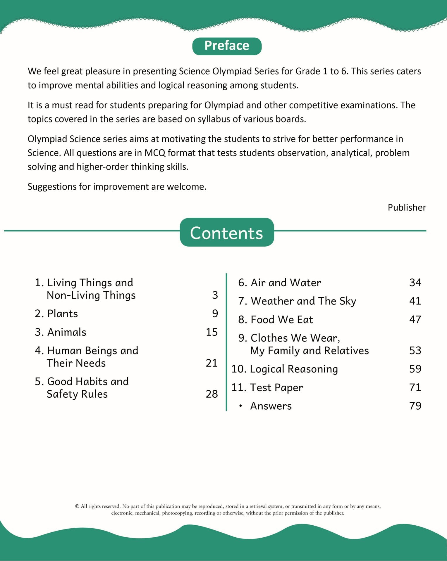 Scholars Insights Science Olympiad Grade 1| Science Practical Questions in MCQ format, QMR Sheet, Self Evaluation Sheet, Test Paper|Ages 6-7 Years