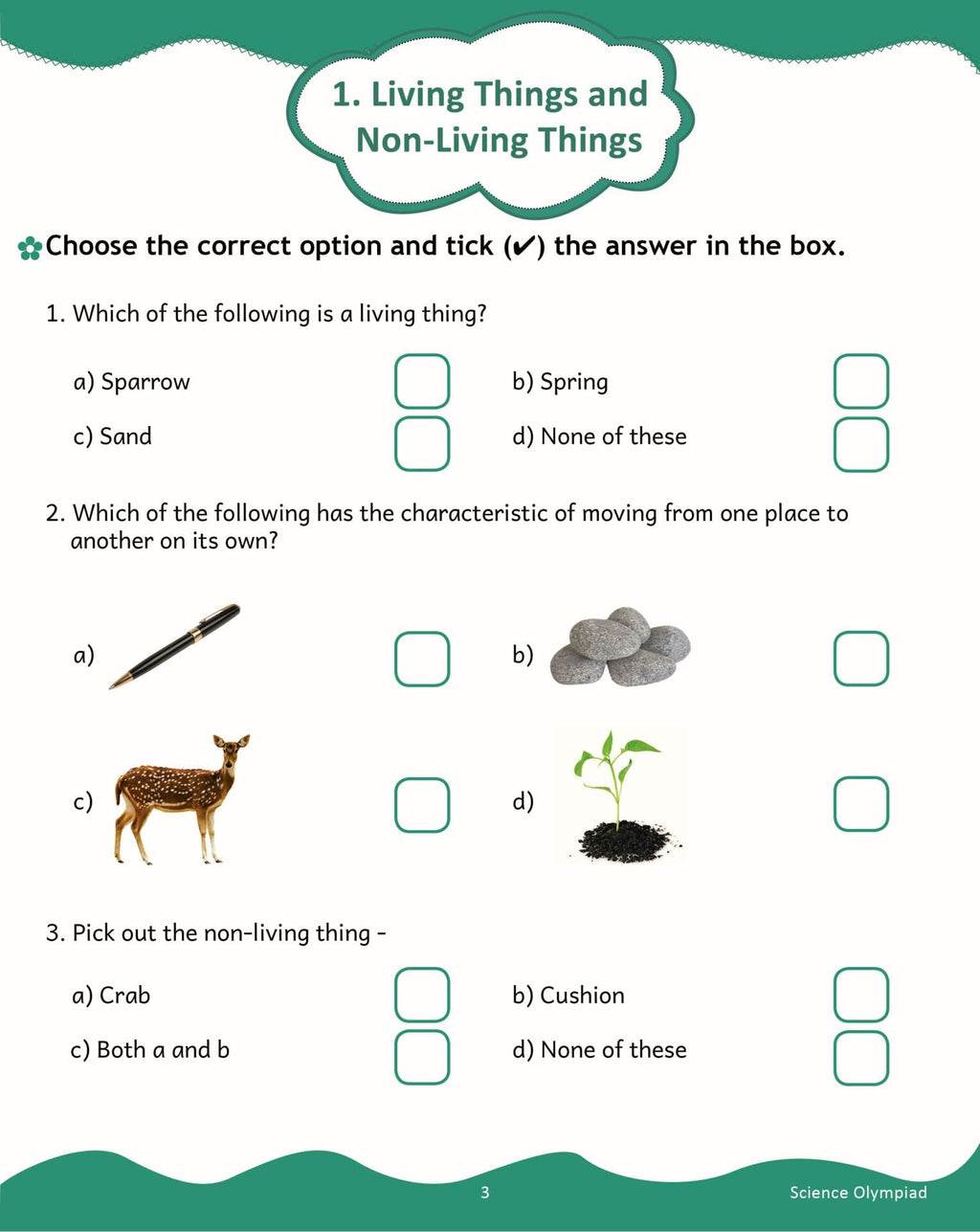 Scholars Insights Science Olympiad Grade 1| Science Practical Questions in MCQ format, QMR Sheet, Self Evaluation Sheet, Test Paper|Ages 6-7 Years