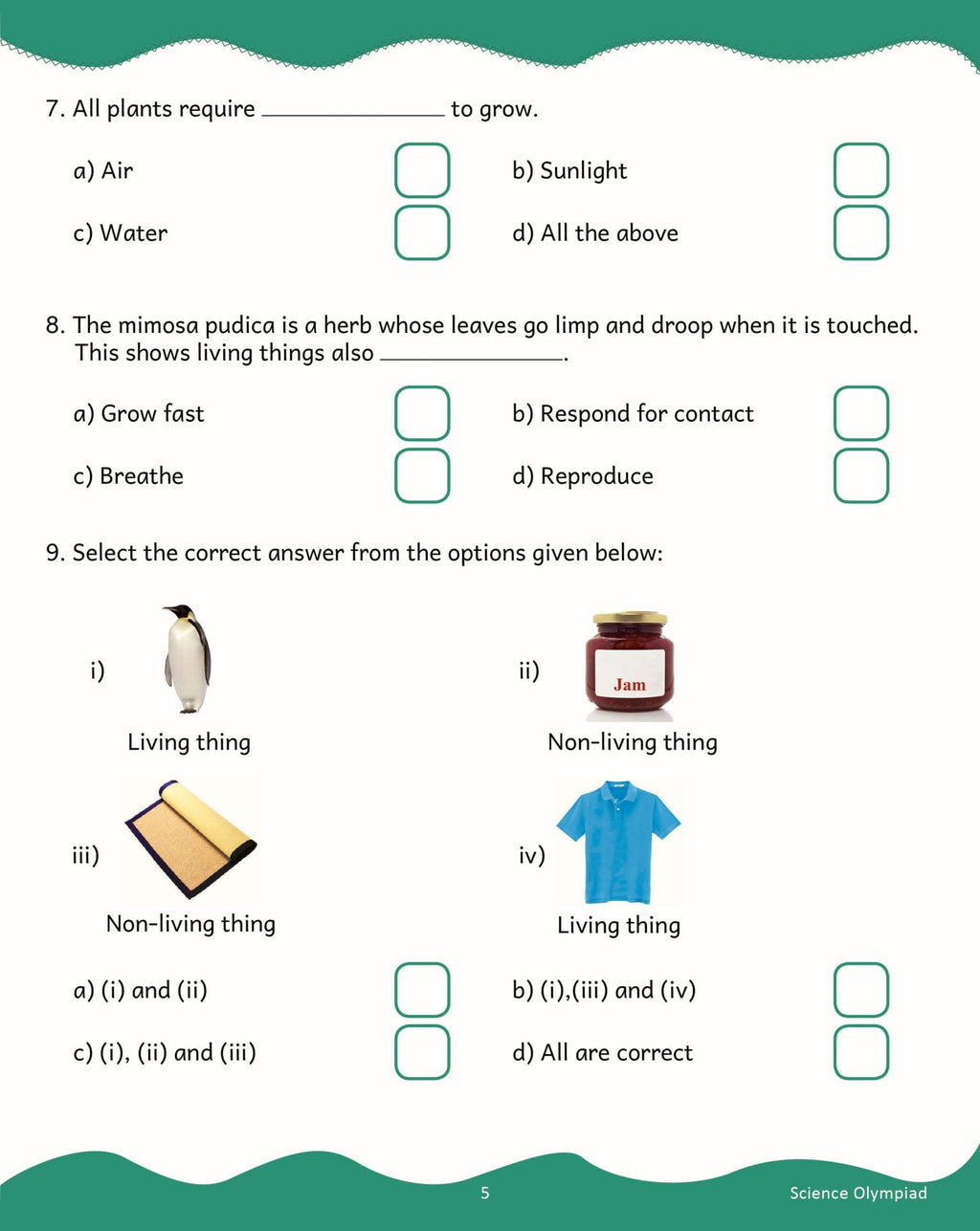 Scholars Insights Science Olympiad Grade 1| Science Practical Questions in MCQ format, QMR Sheet, Self Evaluation Sheet, Test Paper|Ages 6-7 Years