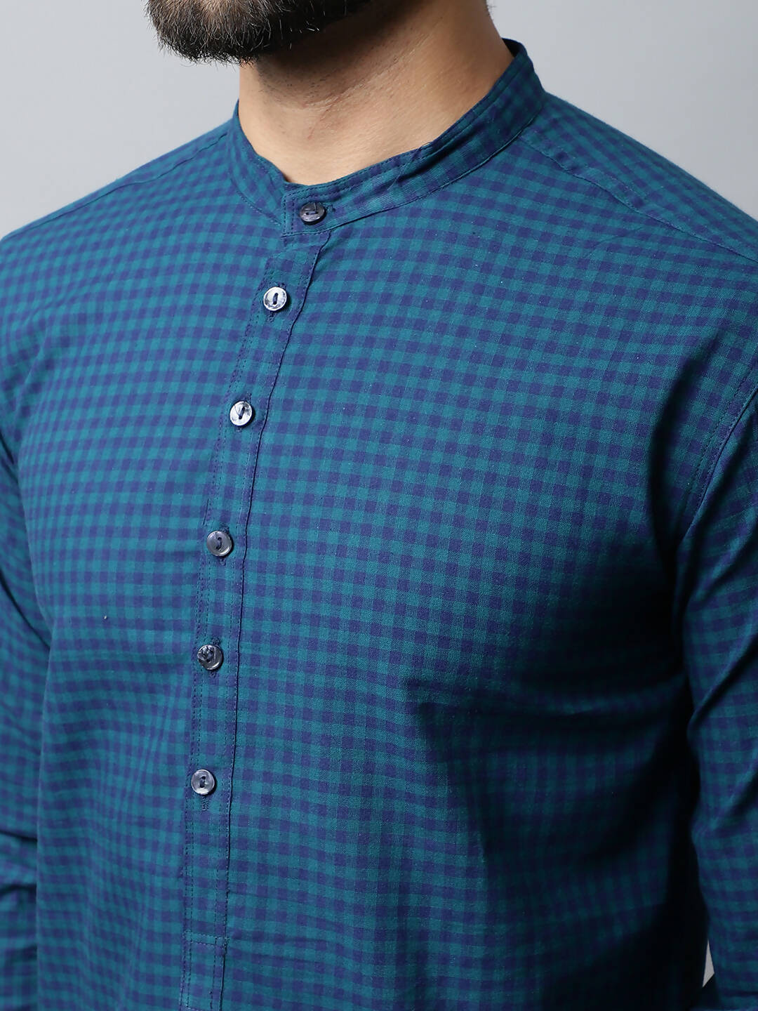 Even Apparels Navy blue Color Pure Cotton Men's Kurta With Side Placket (CHK1056)