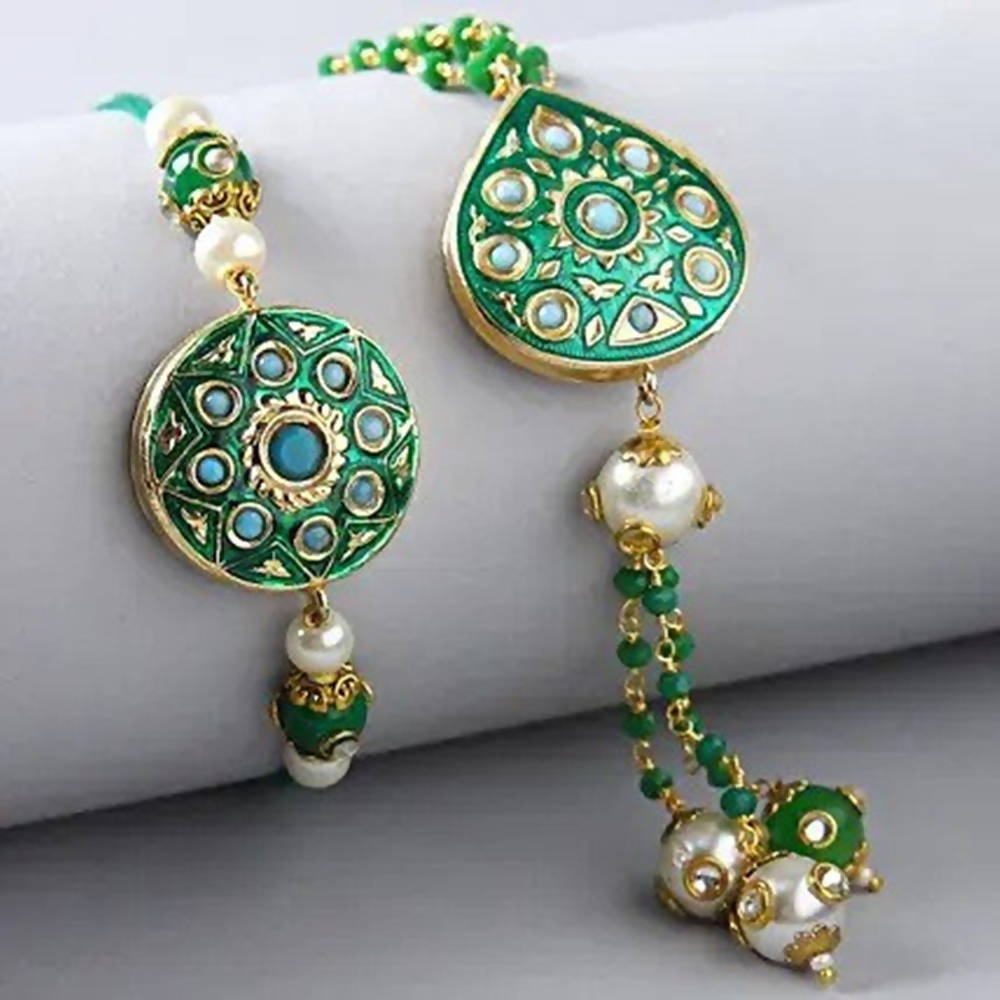 Bhaiya Bhabhi Meenakari Rakhi Set And Dry Fruits