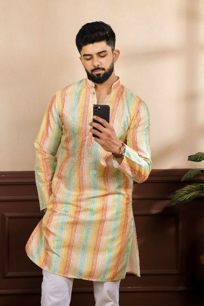 Multy Art Silk Digital Printed, Embroidery Work Kurta Set - Mahotsav