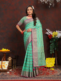 Lorenvalley Fashion Seagreen Soft Katan Silk Woven Design Rich Zari Weaving Pallu Saree