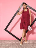 Yufta Self Design Tiered Fit & Flare Dress