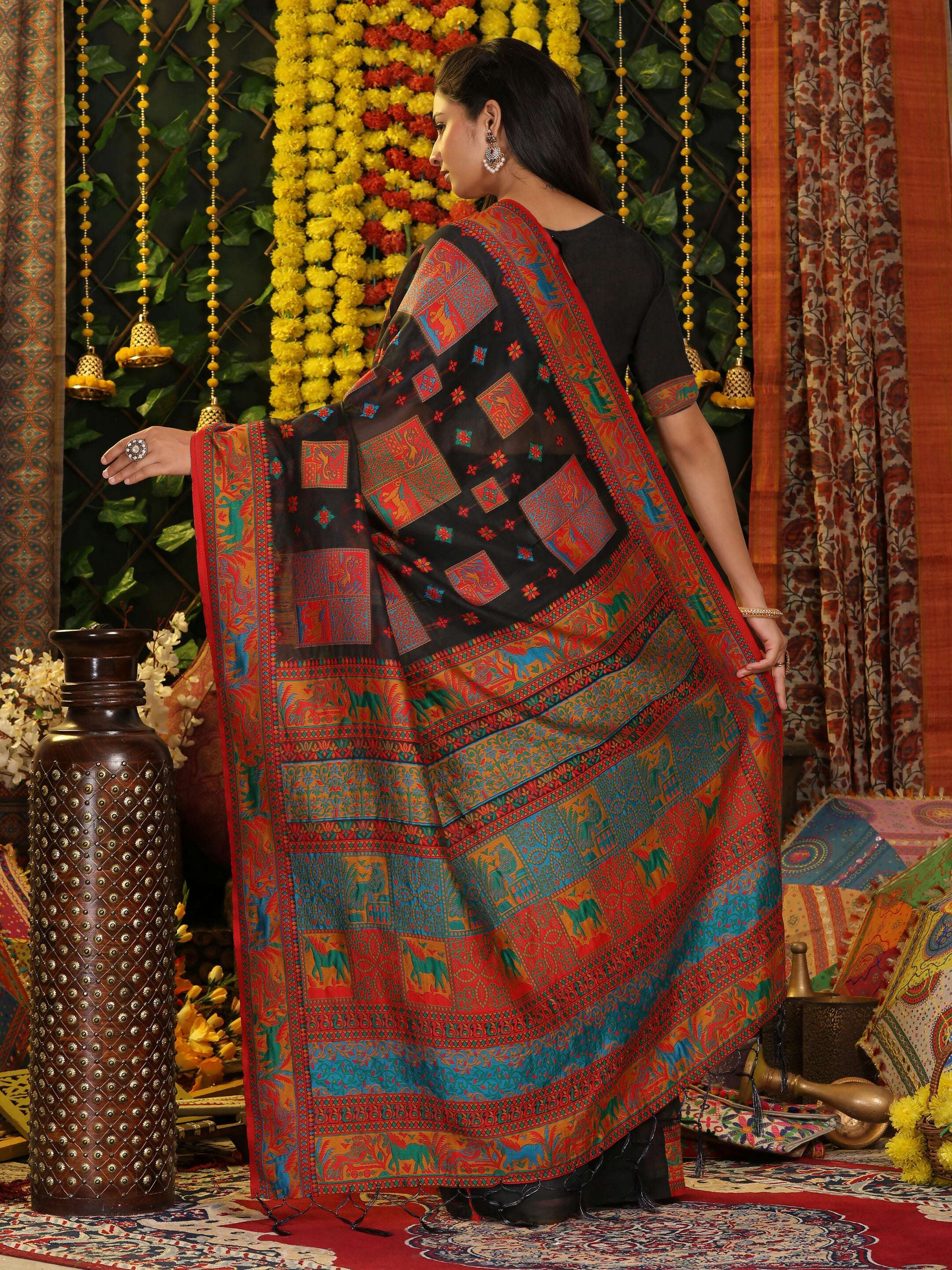 Shree Shyam Fashion Linen Cotton Black Saree