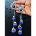 MS Fashion India Kashmiri Triple Blue Color Pearls Hanging Jhumka Earrings
