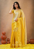 Exclusive Collection Beautiful Yellow Tissue Silk Hand Weaving Handloom Saree With Running Blouse Piece