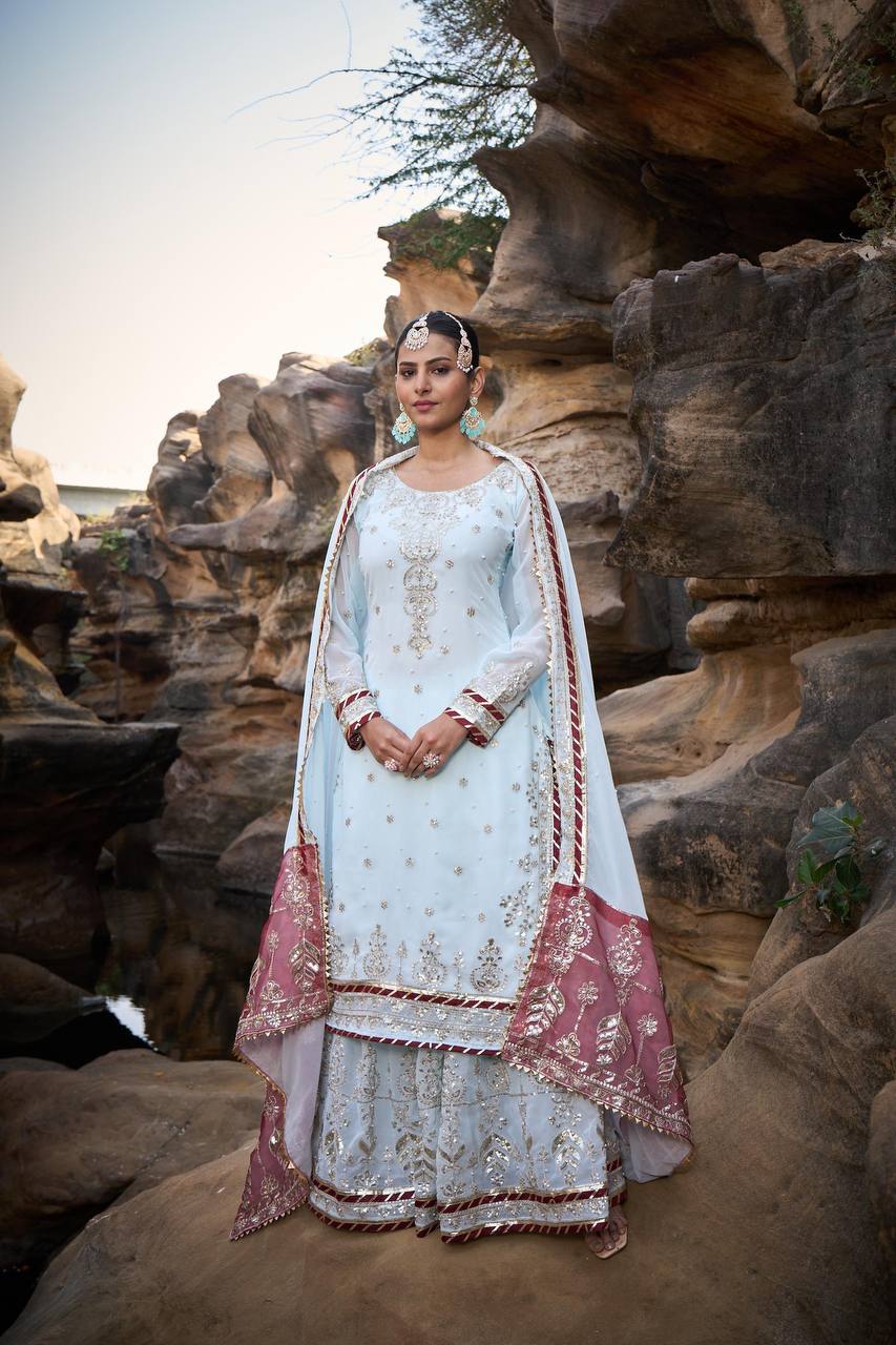 Lehenga Mart Designer Faux Georgette Ready to wear Sharara Suit for Eid