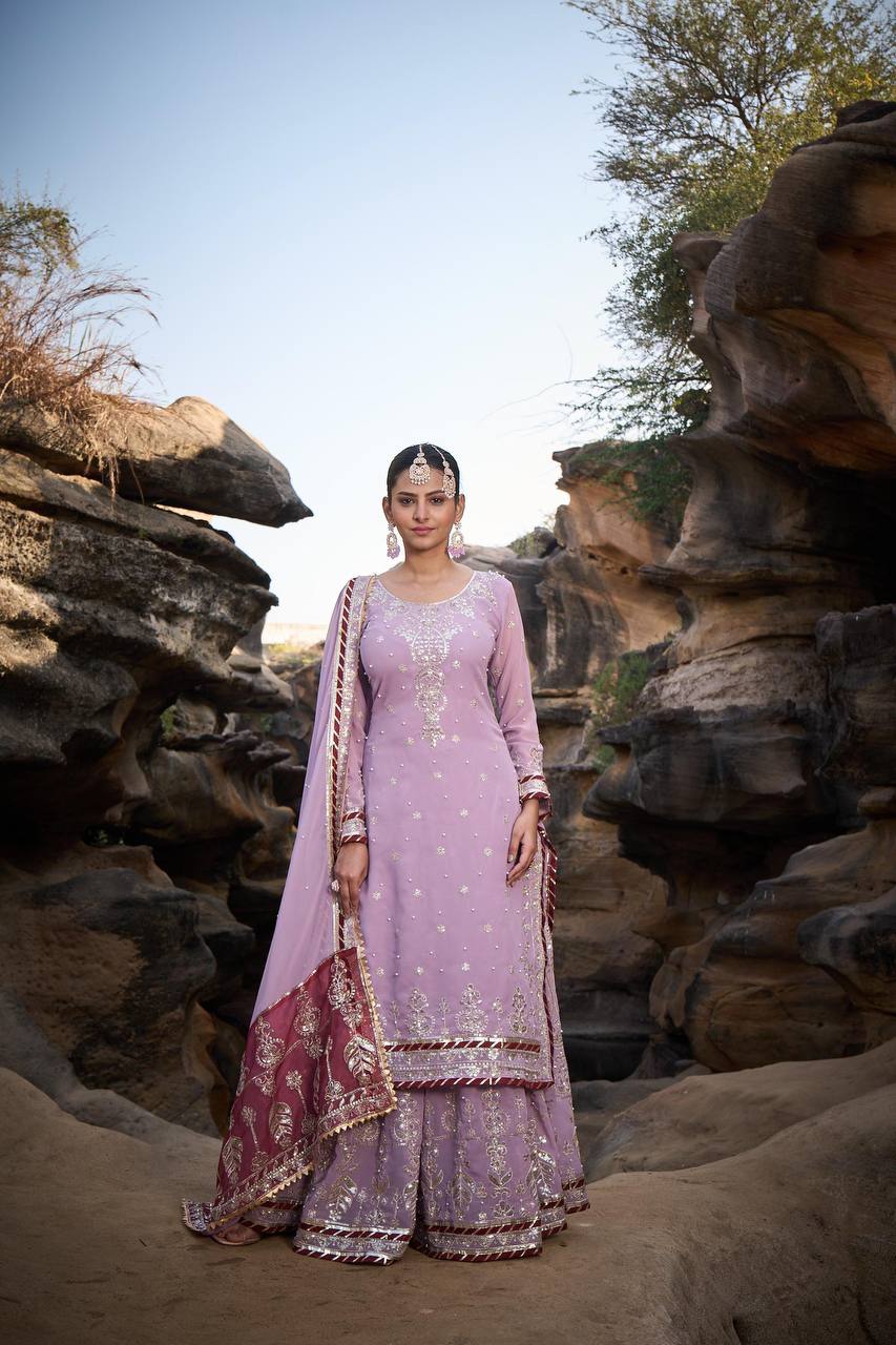 Lehenga Mart Designer Faux Georgette Ready to wear Sharara Suit for Eid