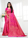 Vedant Vastram Litchi Silk Designer Banarasi Saree - Pink